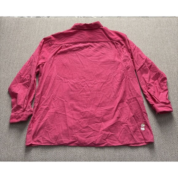 Quacker Factory Pink Corduroy Snowman Embroidered  Button Up Shirt  Sz XL - Picture 4 of 5